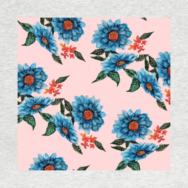 pink and blue floral by ibtihella